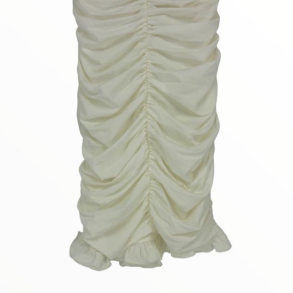 Hello Molly Montage Moment Dress in White size 4/Small NWT Ruched Off Shoulder - Picture 6 of 15